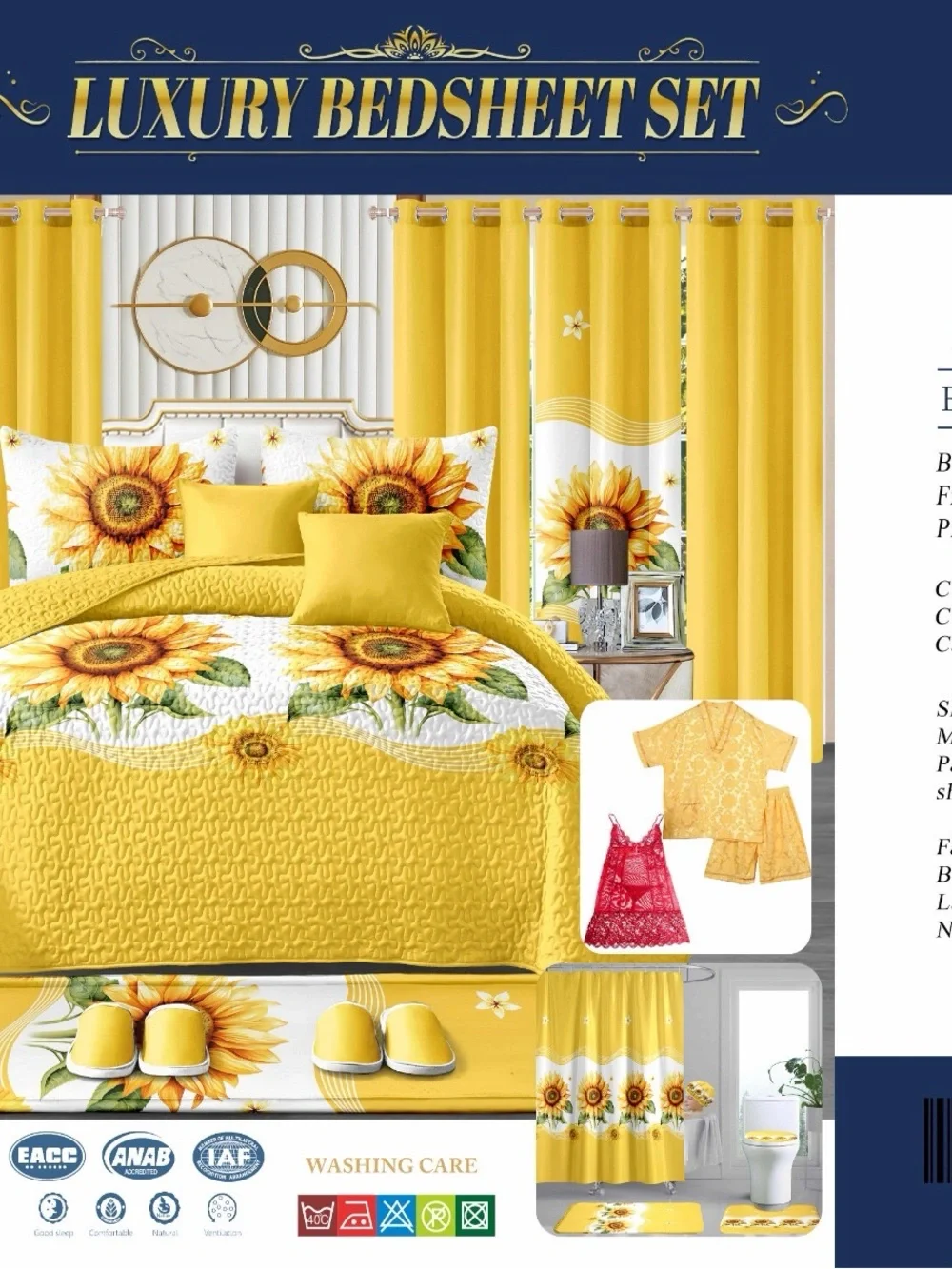 Luxury Bedspead Set in Gold and White - Elegant Home Bedding 26 pieces